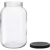 North Mountain Supply 1 Gallon Wide-Mouth Glass Jar with Lid | Wide-Mouth, USDA Certified, BPA-Free Glass Jar with Black Lid for Fermenting, Canning, Pickling &amp; Storage