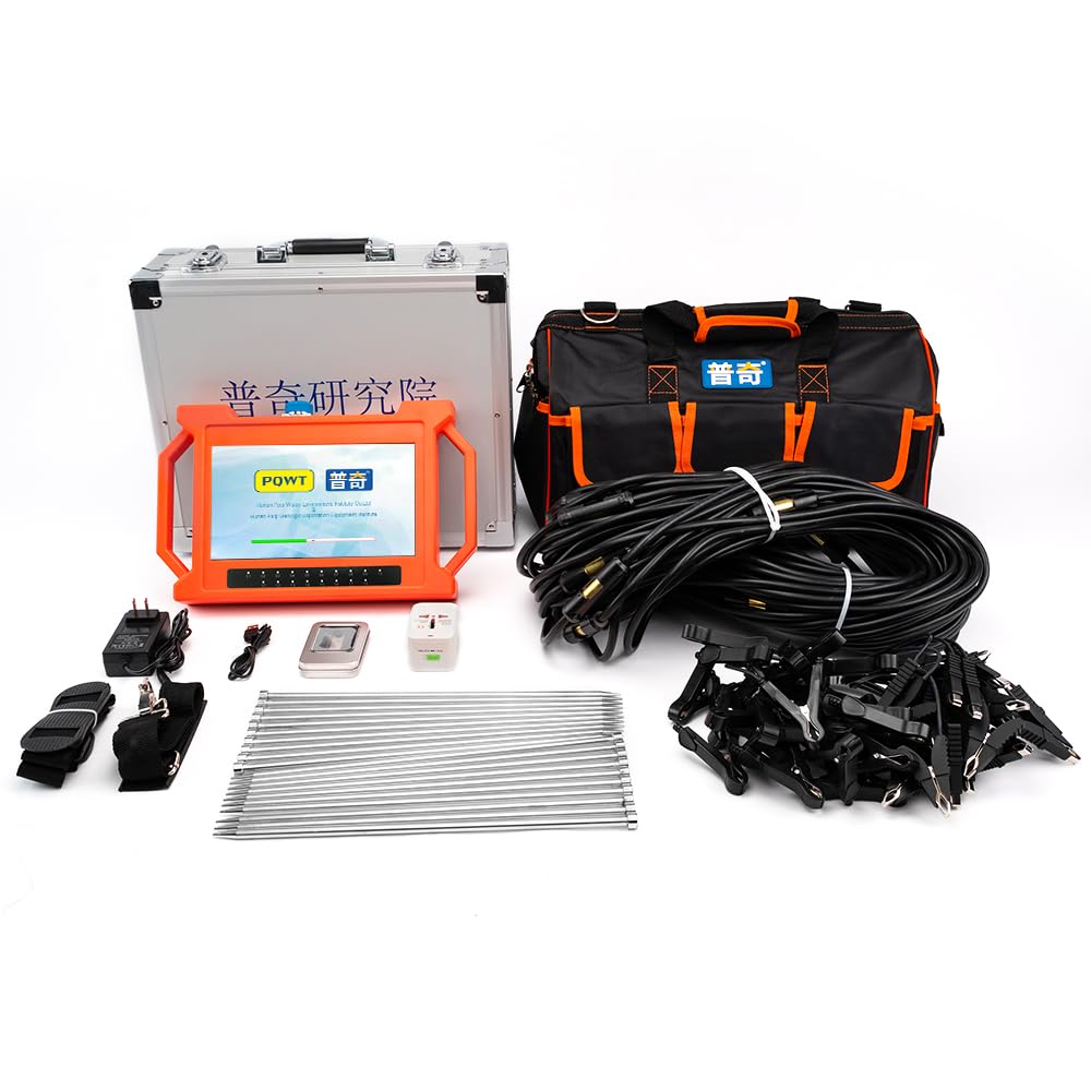 PQWT Detector de agua subterránea, localizador profesional de buscador de agua de hasta 492 pies (150 m), detector de mapeo automático con pantalla táctil y estuche de transporte