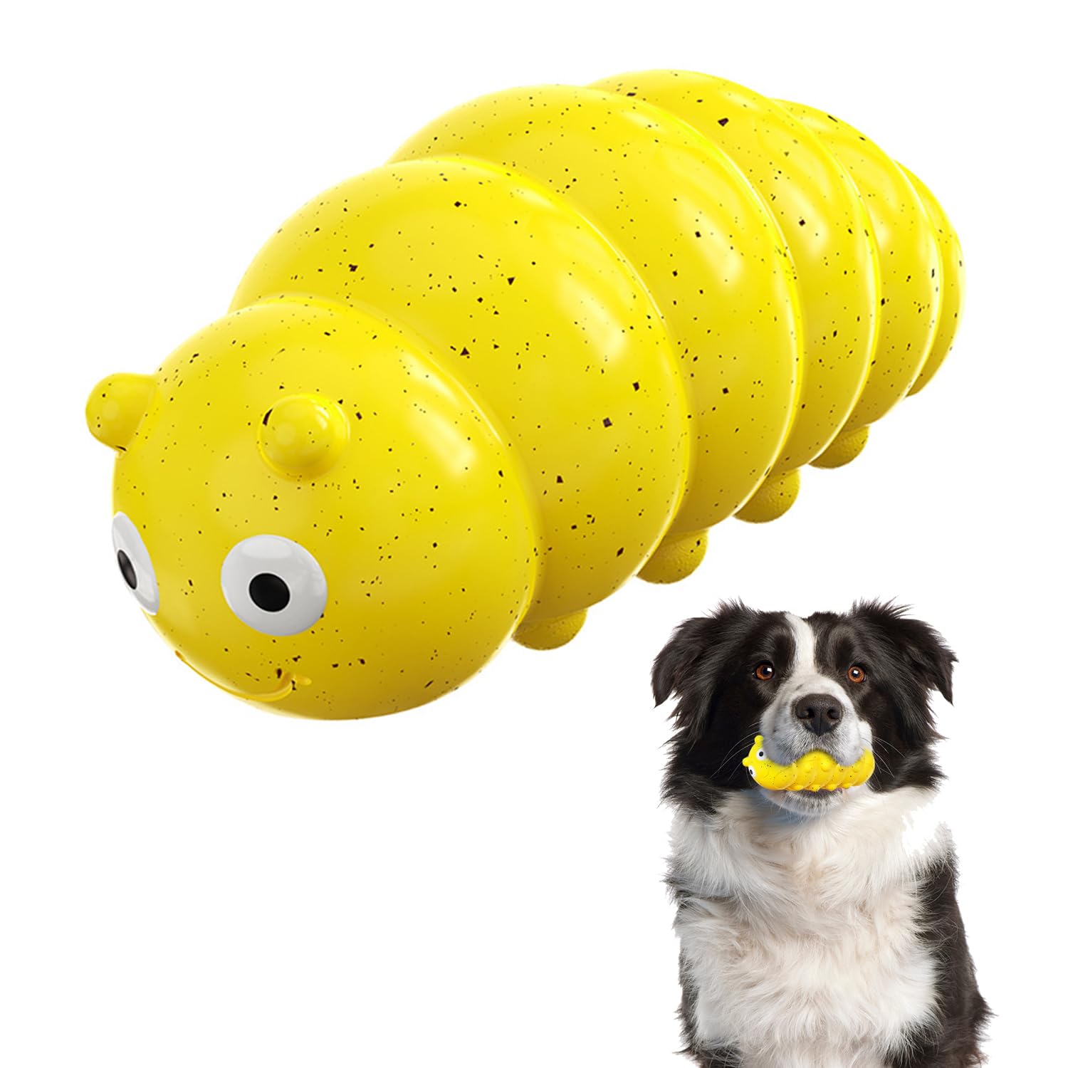 BEIBXHQQ 1 Piece Caterpillar Toy, Puppy Teething Toy, Puppy Chew Toy, Pet Sound Toy, Puppy Toy for Most Medium and Large Dog Breeds (Yellow)
