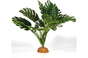 WOLEDOE Fake Monstera Plants, Reptile Terrarium Decor, Bearded Dragon Tank Accessories fit Crested Gecko Leopard Lizard Chameleon Ball Python Snake Frog