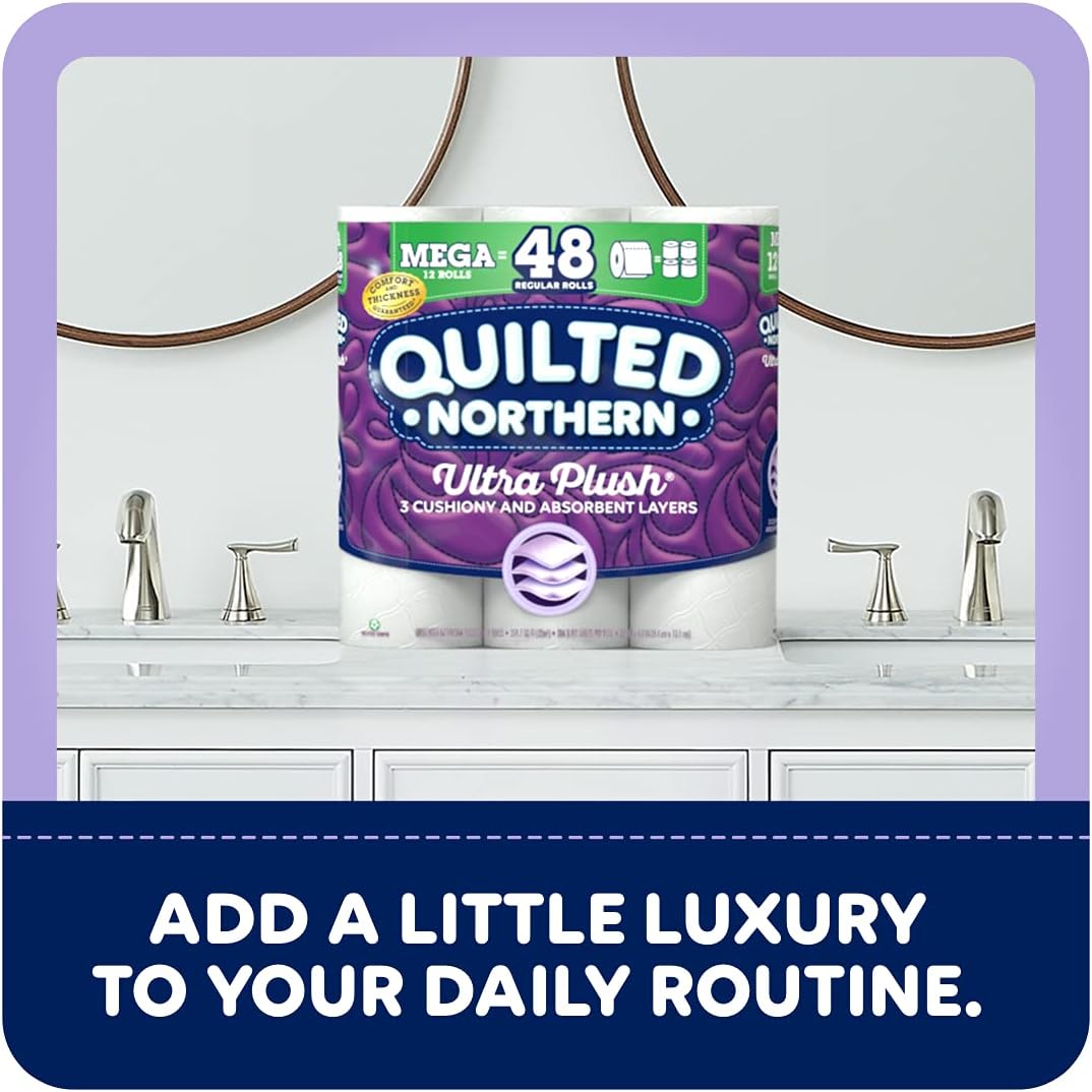 Quilted Northern Ultra PlushToilet Paper, 24 Mega Rolls = 96 Regular Rolls, 3-Ply Bath Tissue: Health & Personal Care