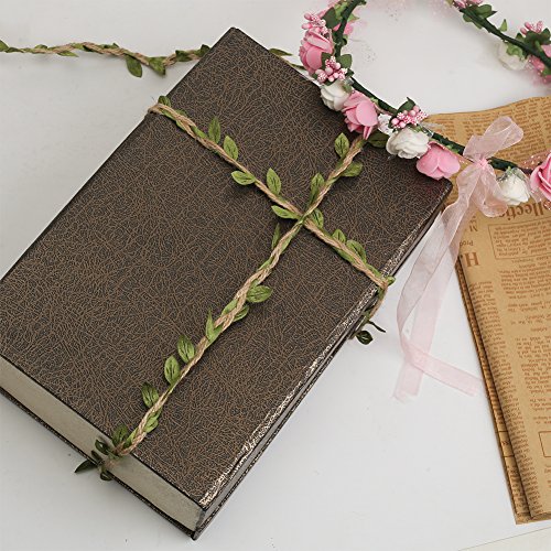 Tenn Well 66Ft Natural Jute Twine, 5MM Burlap Leaf Ribbon with Artificial Vine Green Leaves for Wedding Home Garden - Thumbnail 7