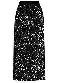 BETYFUL Women's Sequin Skirt - Elegant Elastic High Waist Glitter Pencil Maxi Skirts Shimmer Cocktail Party Sparkly Skirt