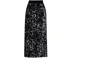 BETYFUL Women's Sequin Skirt - Elegant Elastic High Waist Glitter Pencil Maxi Skirts Shimmer Cocktail Party Sparkly Skirt