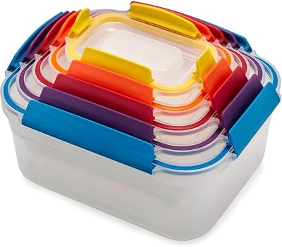 Nest Lock Set 5 Recipientes de Plástico para Alimentos, Herméticos, Fiambrera, Almacenaje Cocina, Multicolor
