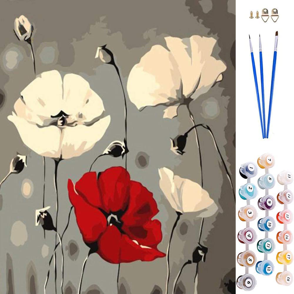 ABEUTY DIY Paint by Numbers for Adults, Nordic Flower 16x20 inches Number Painting Art Therapy (Wooden Frame)