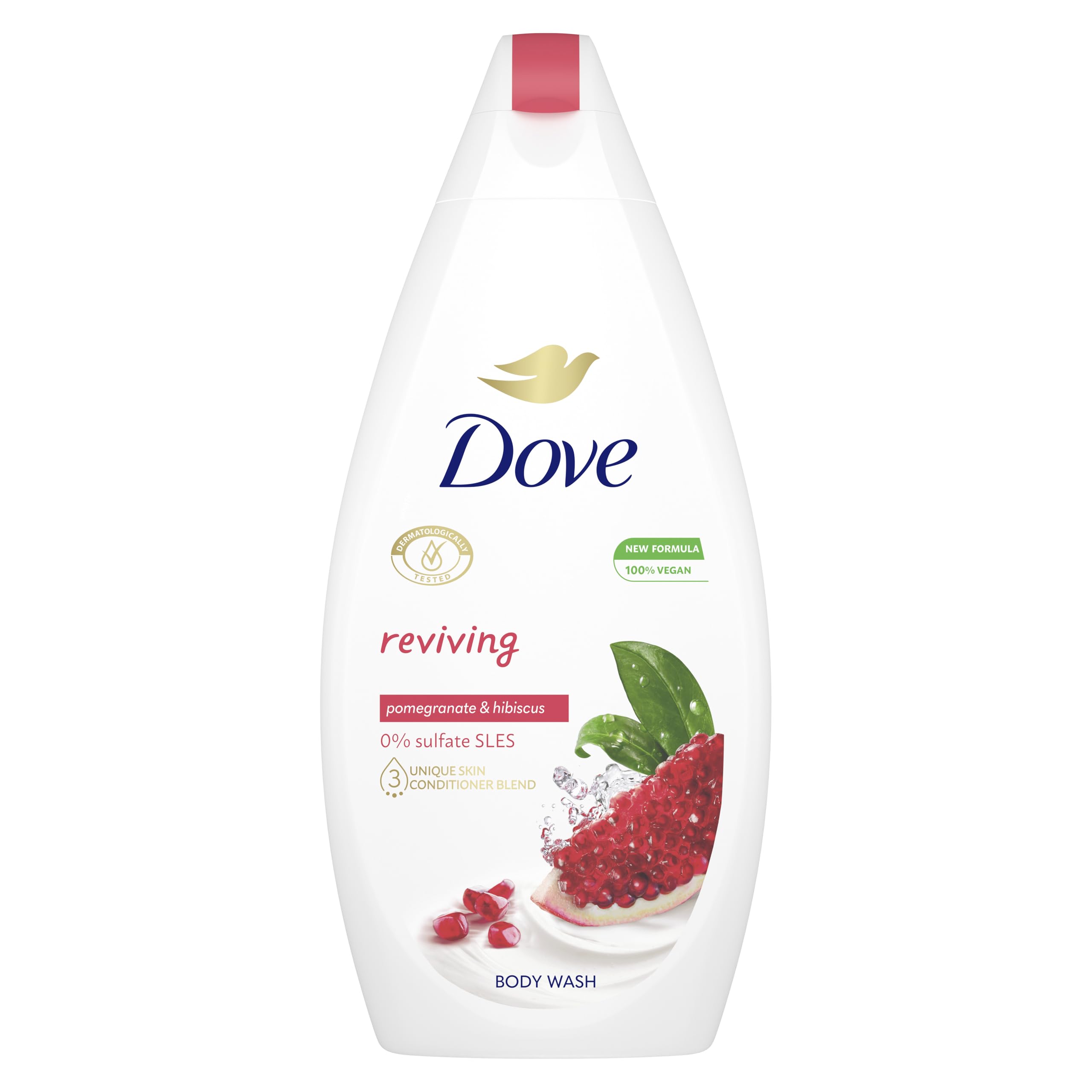 Dove Reviving Body Wash Body Cleanser shower gel with pomegranate & hibiscus for softer, smoother skin after one shower 450 ml
