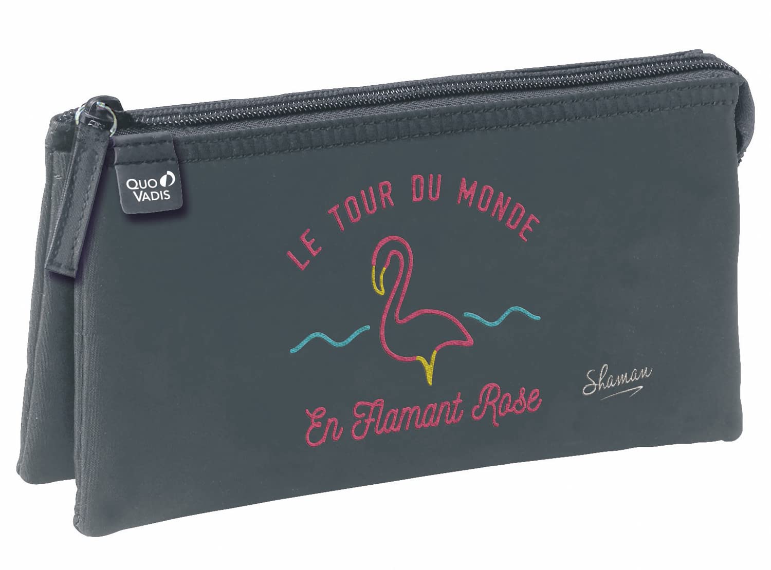 Quo Vadis Shaman Pencil Case with 3 Compartments 11 x 22.5 x 6 cm Flamingo