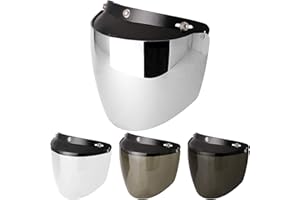 Chern Yueh Flip Up Shield Helmet Visor for 3-Snap Motorcycle Helmets (Chrome Mirror)
