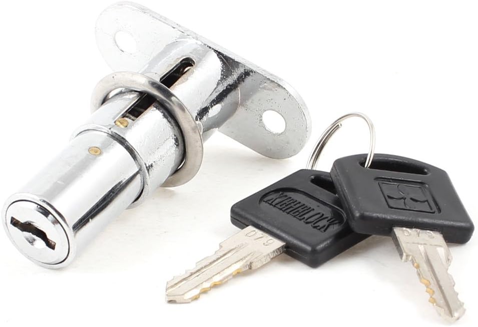 uxcell Replacement Sliding Door 0.63" Head Dia Plunger Lock Silver Tone