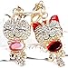 A Pair of Red & Pink Cute Cat Kitten Bling Crystals Rhinestone Key Chain Keyring Holder Handbag Charm