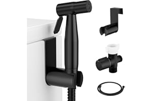 Fekivasy Black Bidet Sprayer for Toilet, Muslim Shower Handheld Jet Sprayer Adjustable Water Flow with Bidet Hose for Feminine Wash, Black Bidet Faucet Cloth Diaper for Baby Wash, Wall/Toilet Mount