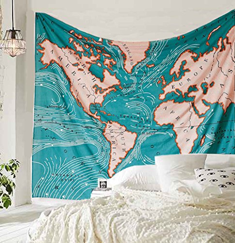 Ocean Current Tapestry Wall Hanging Bedspread Dorm Tapestry,60"x 80",Twin Size