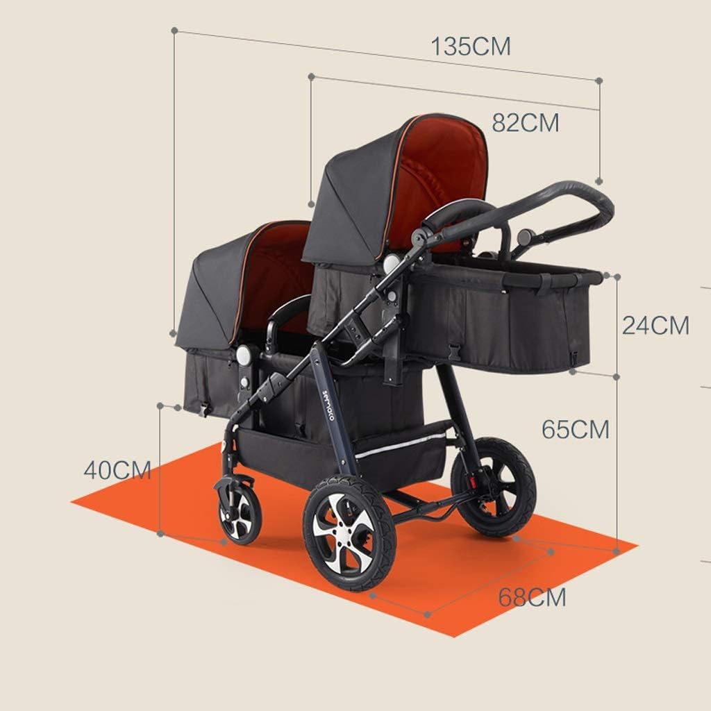 Kinderwagen Mit Zwei Einzelbetten Faltbarer Tandem Babyschale Mit Doppelter Drehung Zwei Wege Split Sitzen Und Liegen Leichte Baby Regenschirm Zwillinge Kinderwagen Fur Neugeborene Color Orange Amazon De Kuche Haushalt