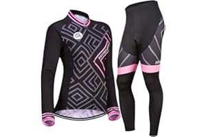 ZEROBIKE Women's Breathable Long Sleeve 3D Gel Padded Bicycle Cycling Suit Mesh Clothing Pants Set UV Protective