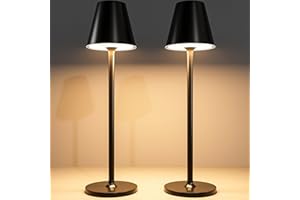 Timjorman 2 Pack LED CordlessTable Lamp,4000mAh Rechargeable Battery Desk lamp,3 Level Brightness Night Light,Minimalist Design, for Couple Dinner/Coffee Table/Restaurant/Bedroom(Black 2pack)