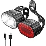 CBTYOOH USB Rechargeable Bike Light Set, 350 Lumen Super Bright Bike Lights Front and Back LED Rear Taillight, Bicycle Lights