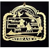 Nebraska State Brass Christmas Ornament