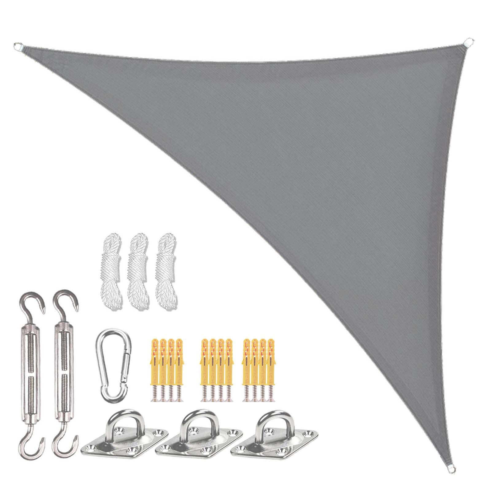 Sunal Sun Shade Sail Waterproof 3×3×4.3m with Installation Fixing Kit, Triangle Outdoor Garden Shade Sail Canopy,PES Polyester and Tear Resistant,Sail shade for Outdoor Garden Party Backyard Lawn,Grey