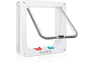 Cat Door, 2 Inch Thick Pet Door with 4 Way Lock for Interior and Exterior Doors, Weatherproof Pet Door for Cats, Doggie, Oute