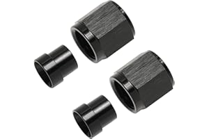 Podavelle 6AN Hardline Tube Nut and Sleeve Fitting Adapter for 3/8" Hard Line Aluminum Black, 2 sets