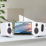 Sanyun SW601 Tilted Desk Speaker Stands Pair White 15° 2-3 inch Speakers view 6