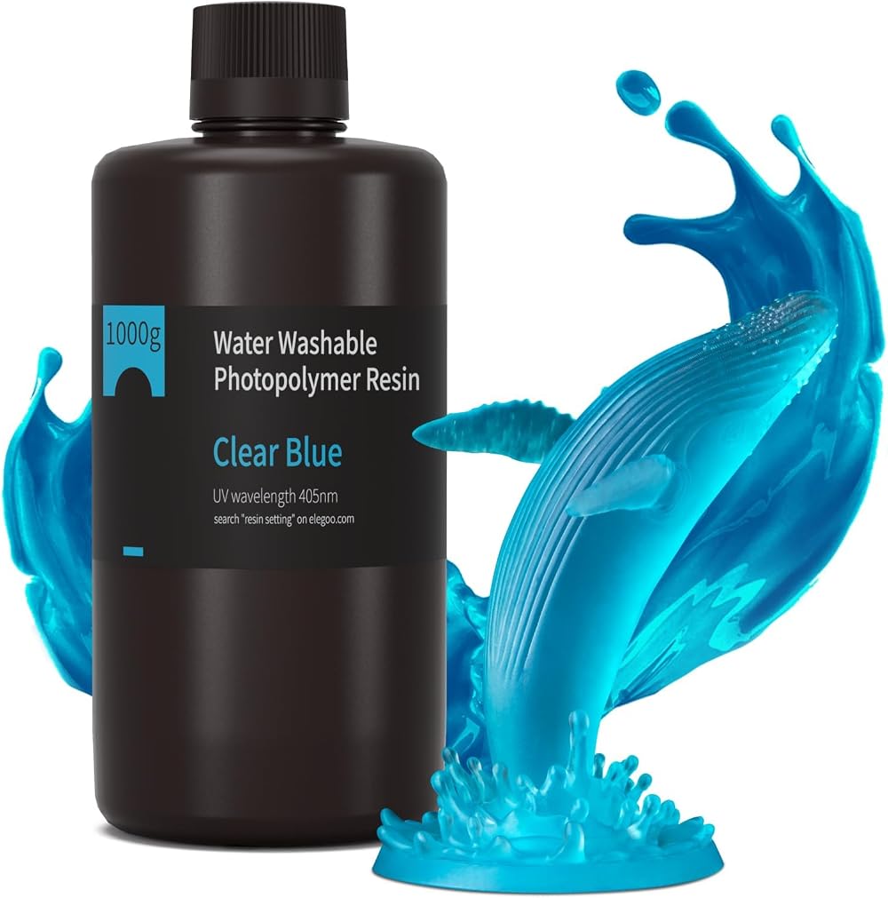 ELEGOO Water Washable Resin Clear Blue 1000g 405nm Fast Curing LCD/MSLA