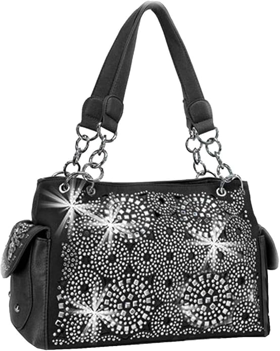 Zzfab Firework Concealed Carry Purse Rhinestone Western Handbag Black ...