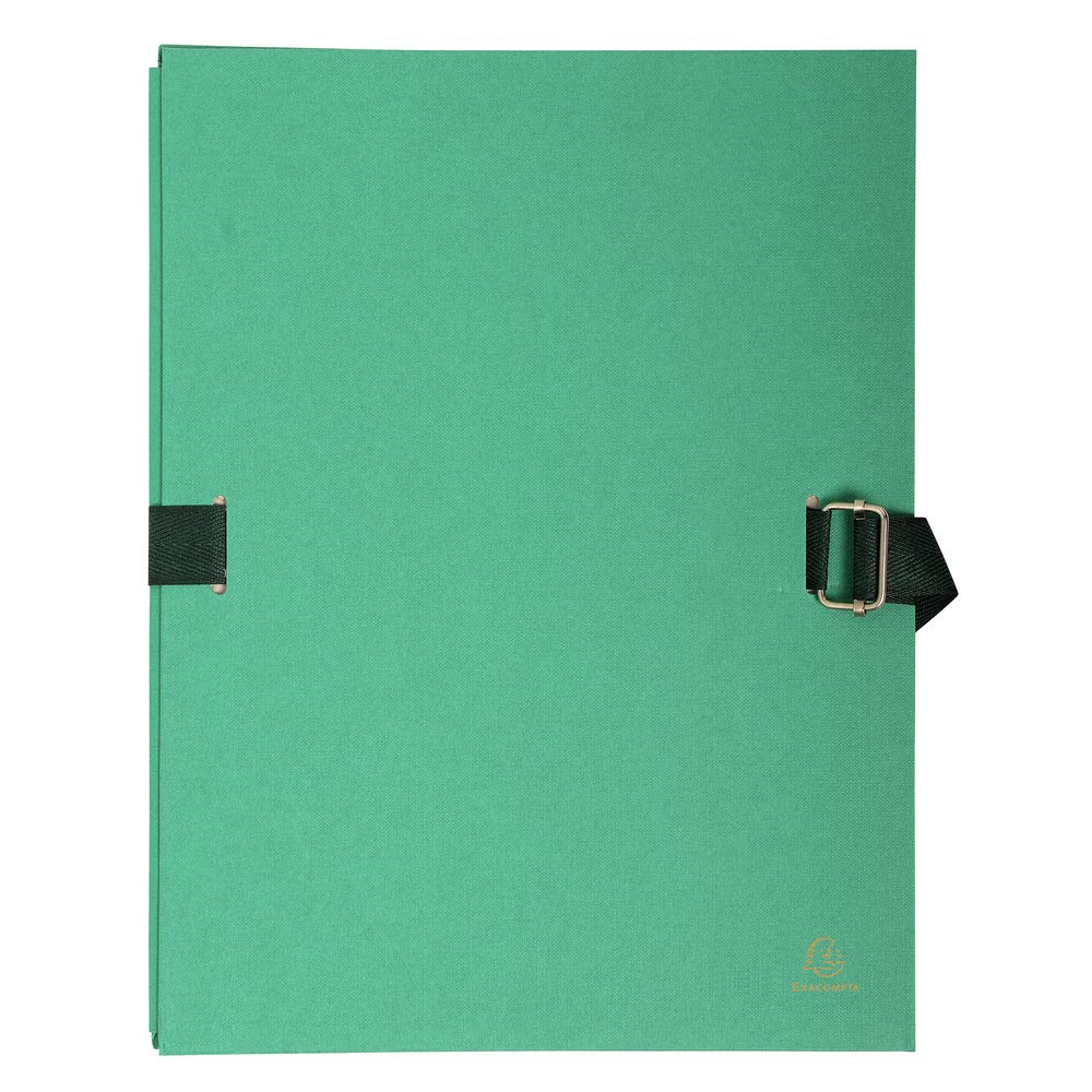 Exacompta - Ref 223290E - Expandable Canvas Folder - Suitable for Storing & Transporting A4 Documents, Expandable to Hold Additional Documents, Strap Closure - Light Green