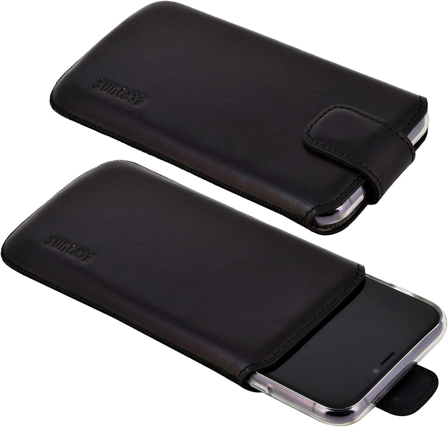 Suncase GENUINE leather case compatible with iPhone 11 Pro Max (6.5") with ADDITIONAL transparent cover, black - Image 5