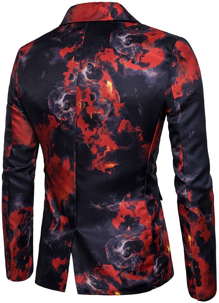 Mens Suit Jacket Slim Fit Printed One Button Floral Casual Blazer Sports Coat at  Men’s Clothing store