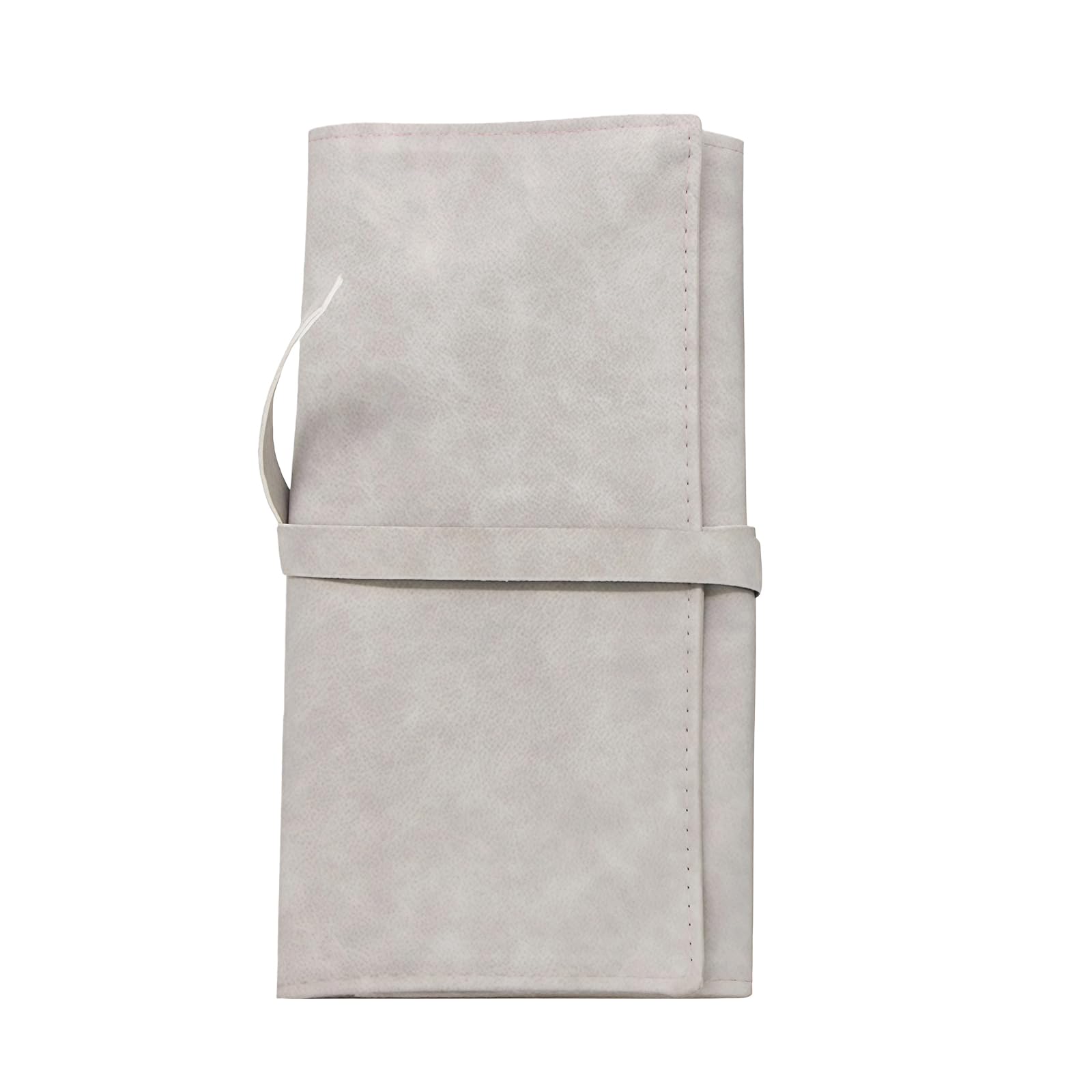 Gray Soft Makeup Brush Rolling Case Mini Cosmetic Brush Organizer Portable Roll Up Brush Holder Pouch Bag for Travel Business Trip 14 Pockets