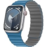 HITZEE Compatible with Apple Watch Band 49/46/45/44/42/41/40/38mm, Soft Silicone Magnetic Bands Strap Compatible for iWatch Ultra 3/2/1 SE3/2/1 Series 11 10 9 8 7-1 (38/40/41/42, Blue/Gray)
