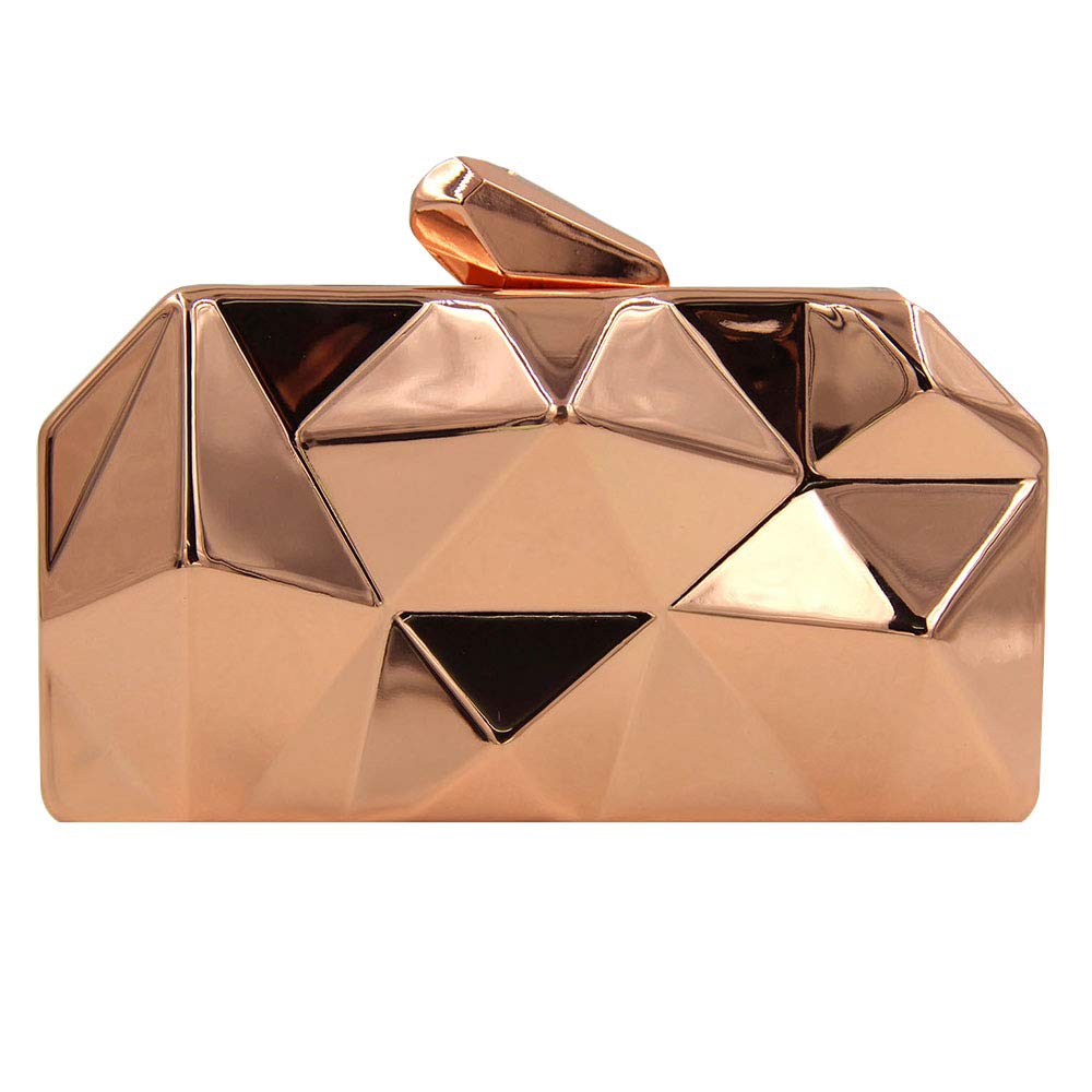 Meliya Womens Geometric Pattern Metal Handbag Diamond Evening Clutch Bags Mini Chain Cross-body Bags Purse