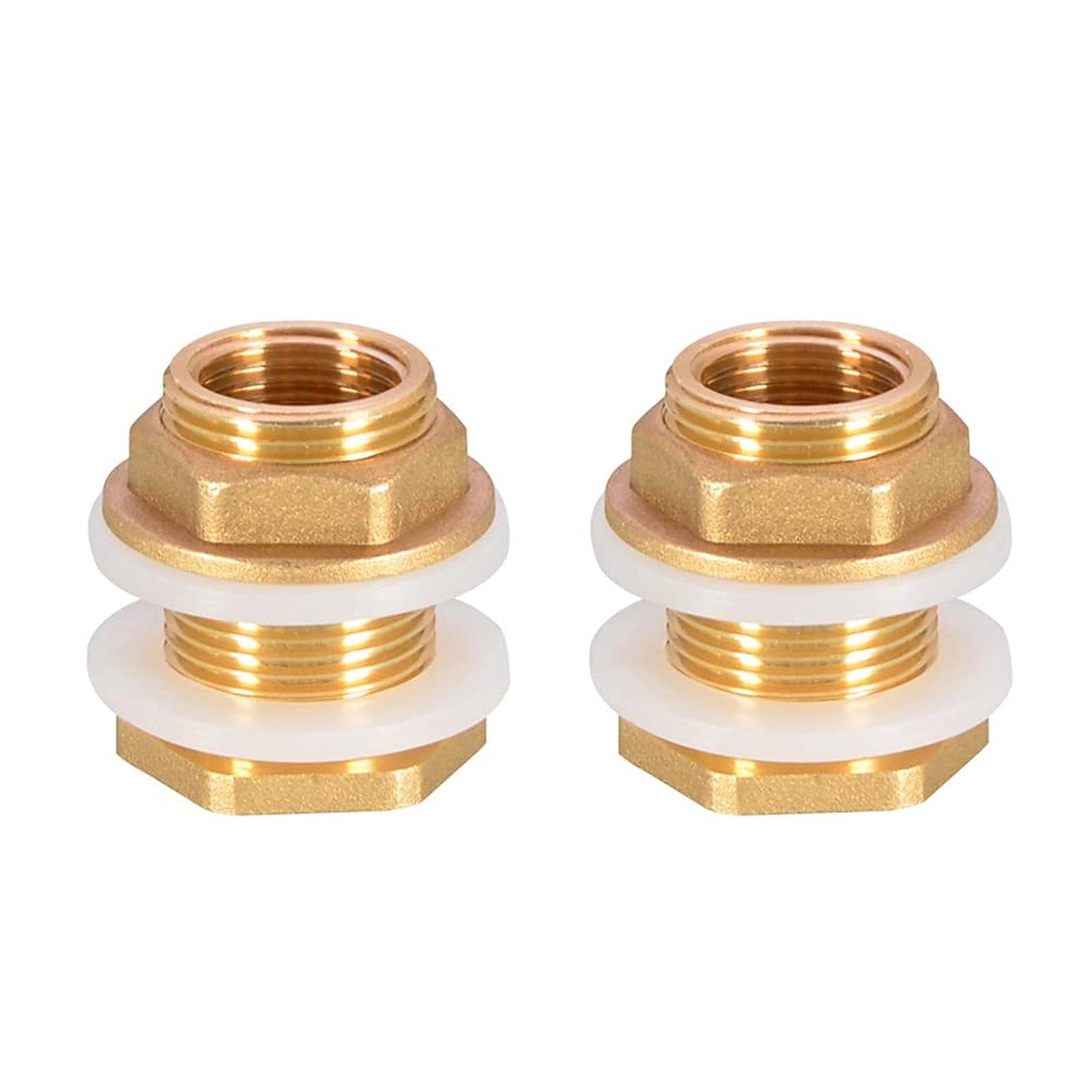 UYUYong 2 Pieces Water Tank Connector 3/4 Inch Premium Brass Rain Barrel Feed-Through + 2X Rubber Seals Ra-in Barrel Connector Water Butt Grommet for Rain Barrel Wa-TER Butt Barrel