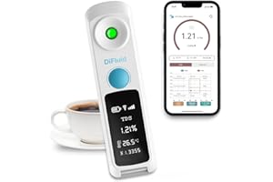 DiFluid Coffee TDS Refractometer, Save Data & Rechargeable Coffee TDS Meter with Range 0-26%,Precision ±0.03%, 0.01% Resolution, Portable, Waterproof