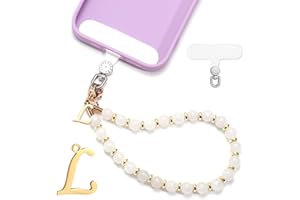 1 Set Beaded Phone Wrist Strap, Initial Phone Charms Detachable Cell Phone Chain Lanyard with Tether Tab Hands-Free Beads
