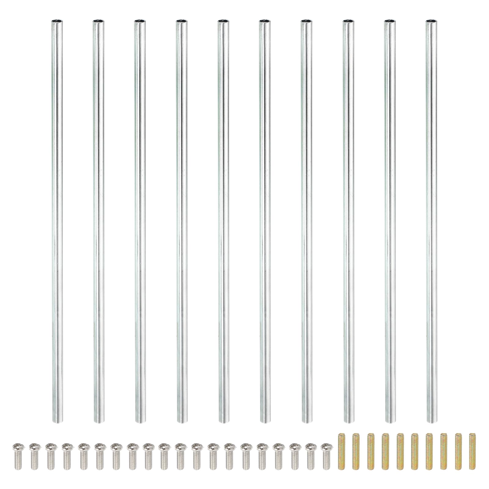 PATIKIL 180mm (7.1") Round Coupling Nuts Kit, M4 Threaded Connector Bar Hardware with Fully Thread Rods Screws for Lamp Model Furniture DIY Repair Part