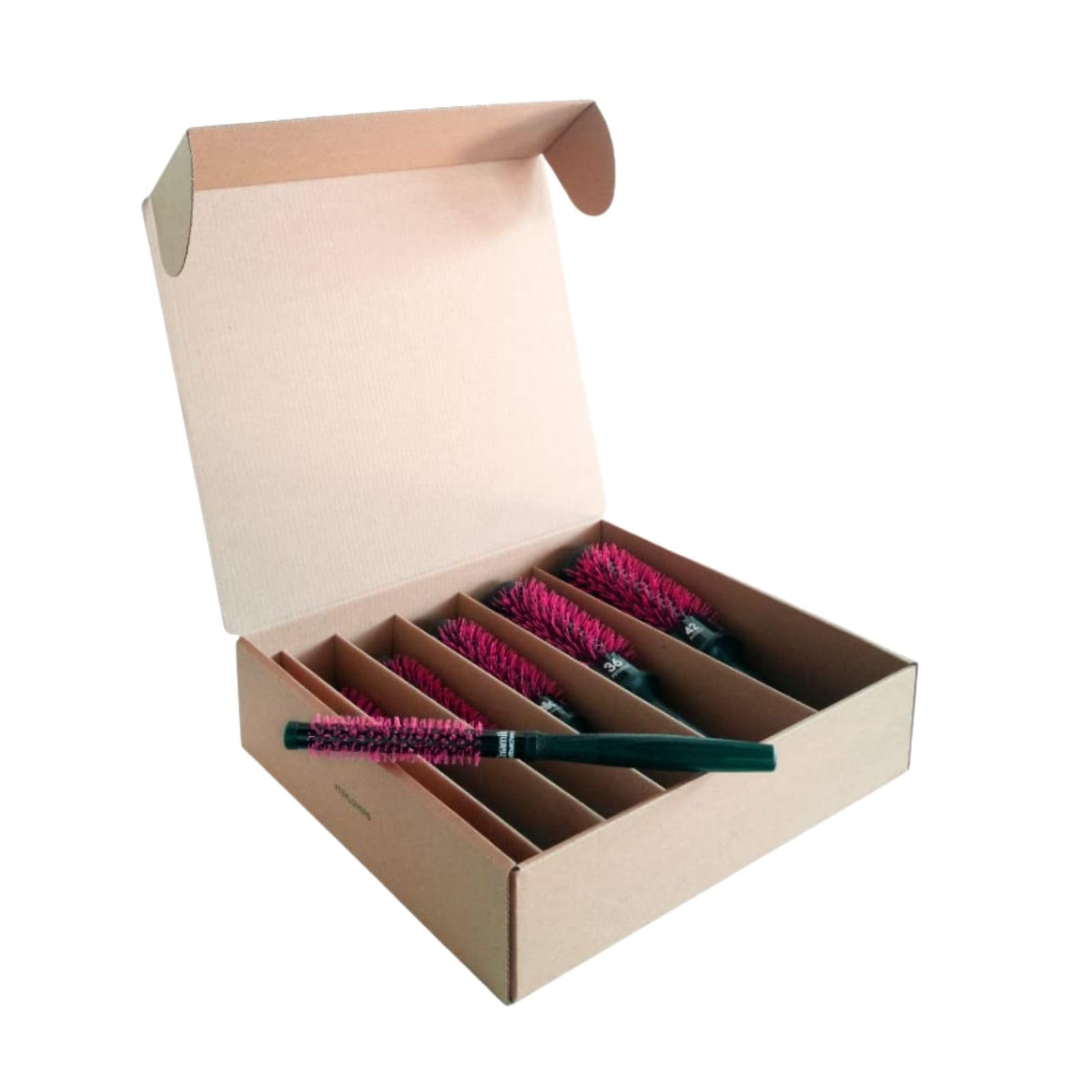 TEK – Ceramik Oxy Professional Round Brush Full Set (6 Sizes) with Oxygen-Treated Ceramic Barrel and Wooden Handle – Salon-Grade Blow Drying and Styling Kit for All Hair Types