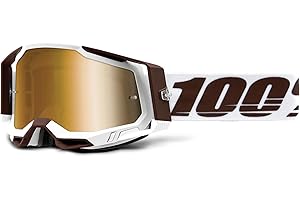 100% Racecraft 2 Mountain Bike & Motocross Goggles - MX and MTB Racing Protective Eyewear (Snowbird - Mirror True Gold Lens)
