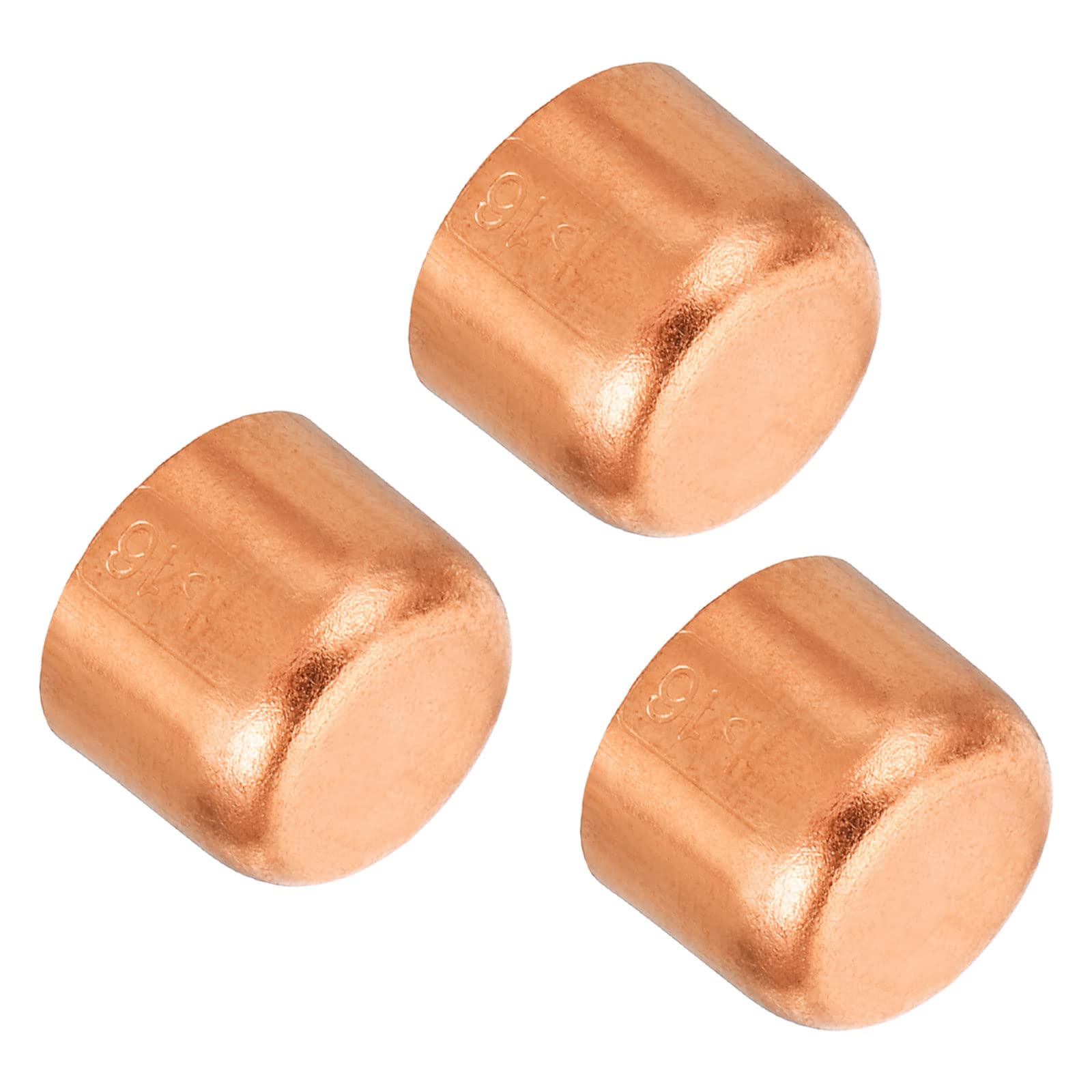 PATIKIL 5/8 Inch ID Copper Pipe End Cap, 3 Pack Copper Fitting Cap Sweat Plug Solder Connection for Plumbing HVAC Air Conditioner — image 1