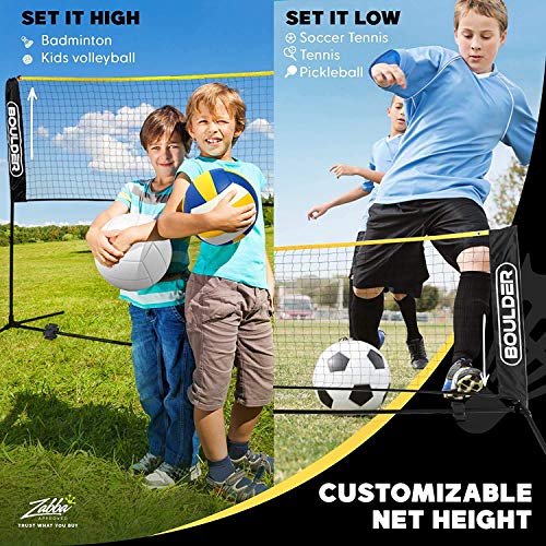 Boulder Badminton Pickleball Net - Height Adjustable Portable Net for Junior Tennis, Kids Volleyball & Soccer, and… - Image 3