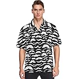 visesunny Hawaiian Shirt for Men White Mustache