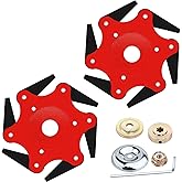 2PCS 6 Steel Razors Trimmer Head Reversible Metal Mn65 Weed Eater Blades | Brush Cutter Blades Professional Grass Trimmer Head Replacement with 1 Pack 6 Teeth Adapter Kit for String Trimmers