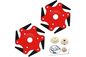 Cokacot 2PCS 6 Steel Razors Trimmer Head Reversible Weed Eater Blades Metal Mn65 Brush Cutter Blades Professional Grass Trimmer Head Replacement with 1 Pack 6 Teeth Adapter Kit for String Trimmers