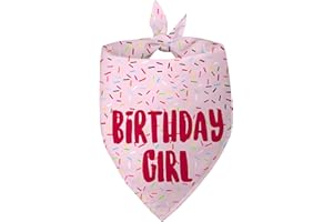 YAOFAVO Birthday Girl Dog Bandanas 1 Pack, Pink Donut Theme Dog Scarfs Bibs, Triangle Reversible Pet Scarves for Birthday Girl Handkerchief for Small Medium Large Dogs (Pink, Large)