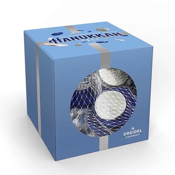 THE DREIDEL COMPANY 20 MESH BAGS ORIGINAL HANUKKAH GELT BLUE & SILVER COINS IN MESH BAGS, GLUTEN FREE, NON-GMO, KOSHER CERTIFIED
