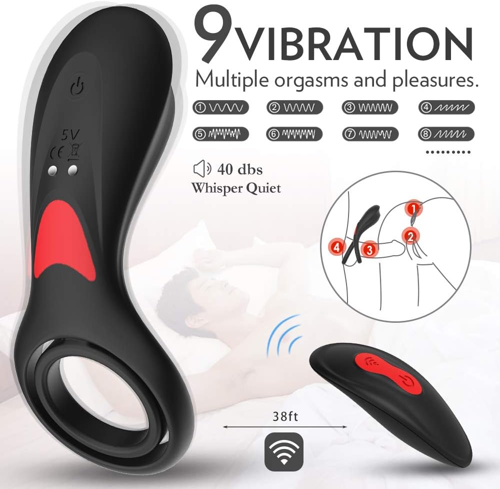 Waterproof Soft Black Vǐbrating Cǒck Ring Training Ring for Men Longer Lasting 9 Modes 100% Secret Packing