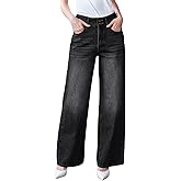 UPNET Women’s High Waisted Baggy Jeans – Stretchy Wide Leg Tummy Control Straight Leg Denim Pants Trendy Jeans for Women 2025