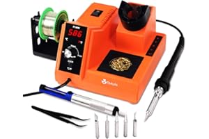 TOAUTO Soldering Station,80W Digital Solder Iron Station Kit with 176°F-896°F Temperature, C/F Func, Auto Standby & Sleep, Temperature Lock,5 Extra Solder Tips, Solder Bracket, Solder Sucker (Orange)